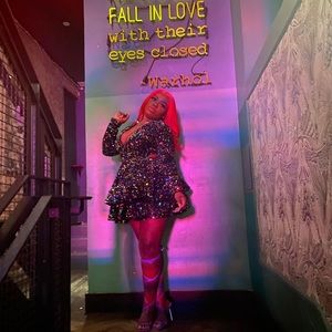 Black confetti sequins dress, worn once. Size Large